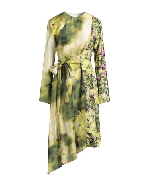MSGM Green Midi Dress Silk