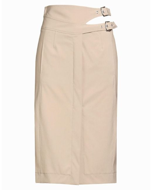Alberta Ferretti Natural Midi Skirt Virgin Wool, Elastane