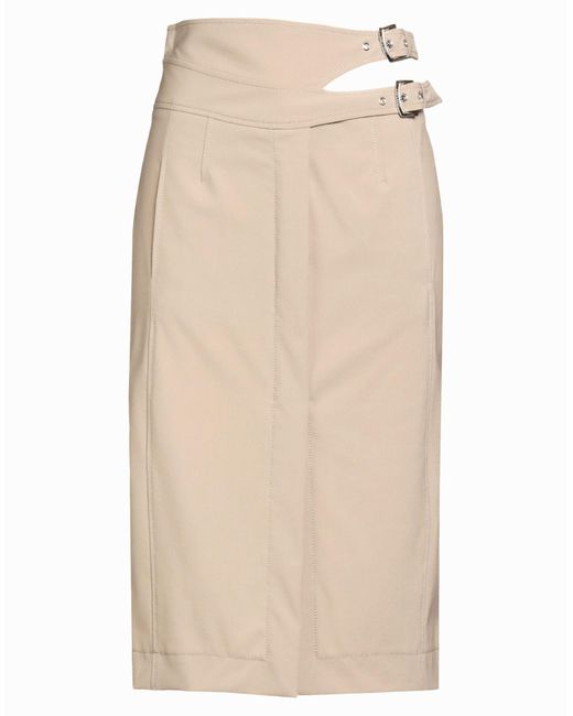 Alberta Ferretti Natural Midi Skirt Virgin Wool, Elastane