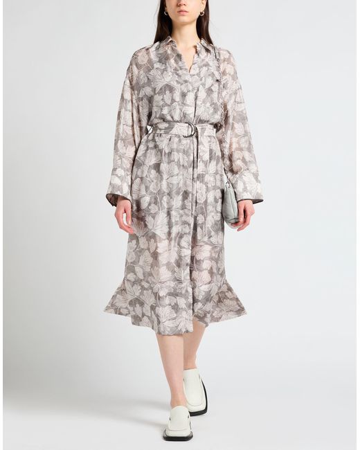 Brunello Cucinelli Gray Midi-Kleid