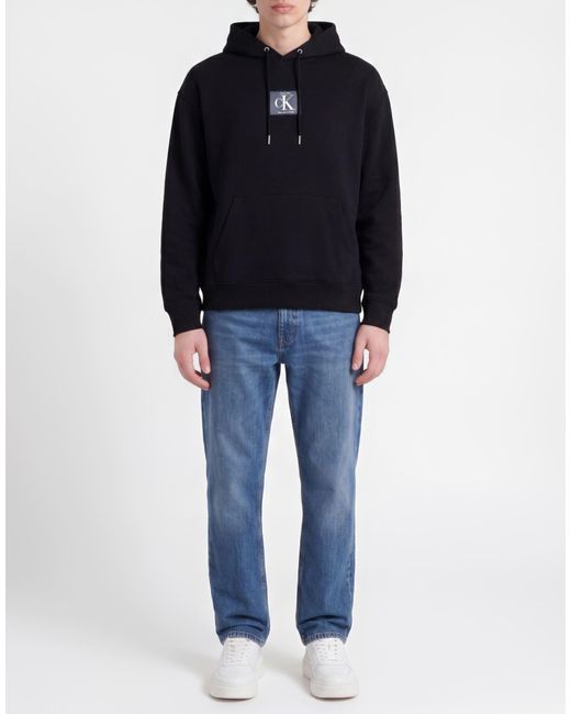 Calvin Klein Black Sweatshirt Cotton, Recycled Polyester for men