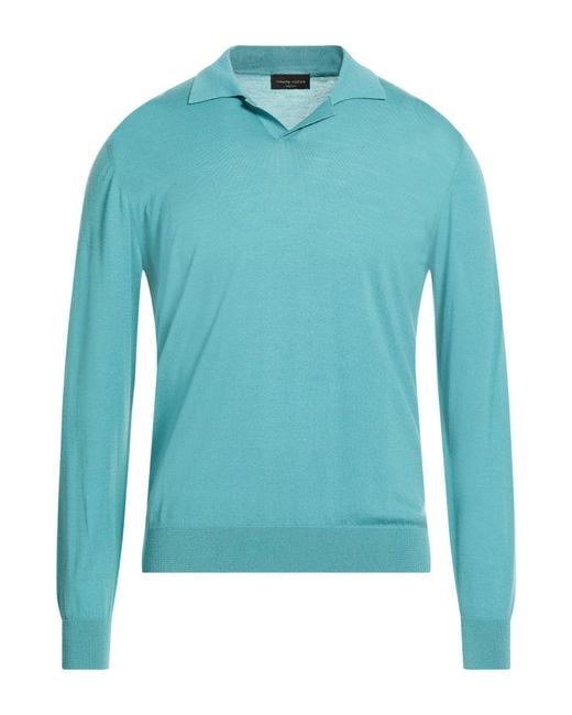 Roberto Collina Blue Sweater Merino Wool for men