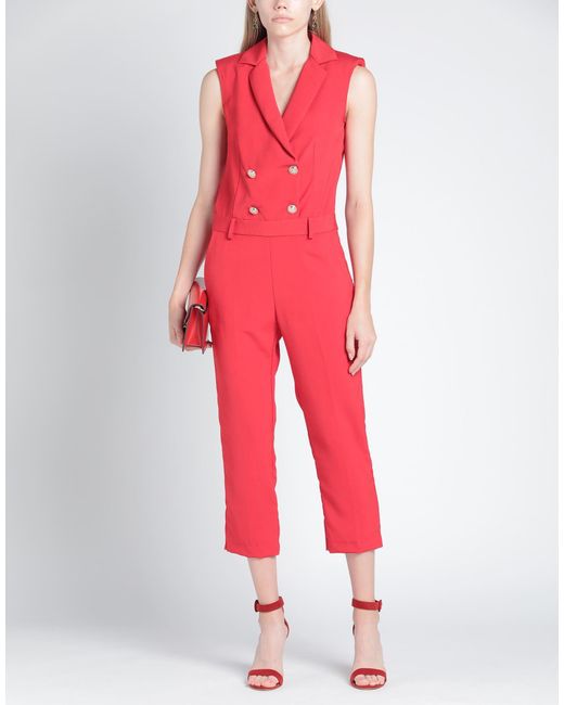 Nora Barth Red Jumpsuit Polyester, Wool, Silk, Elastane