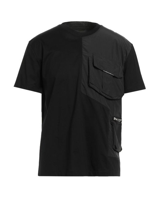 Les Hommes Black T-Shirt Cotton, Polyester for men
