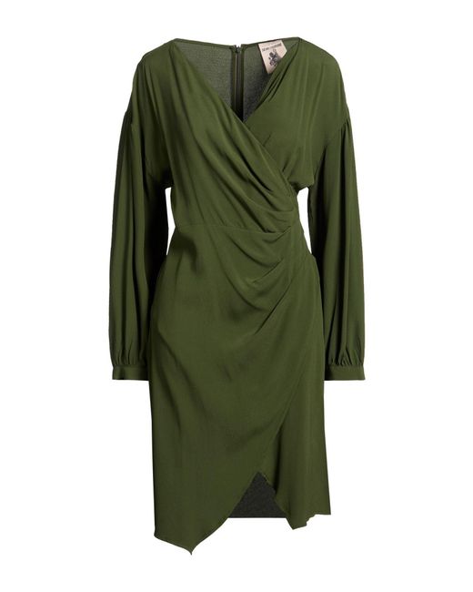 Semicouture Green Midi Dress Acetate, Silk