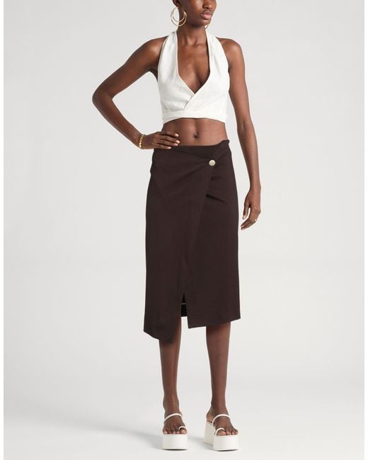 Suoli Brown Midi Skirt Viscose, Polyamide, Elastane