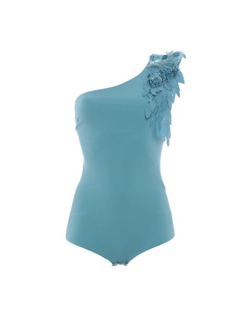 Elisabetta Franchi Blue Bodysuit Cotton, Viscose, Polyamide, Plastic, Metal