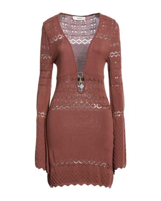 Akep Brown Mini Dress Viscose, Polyester