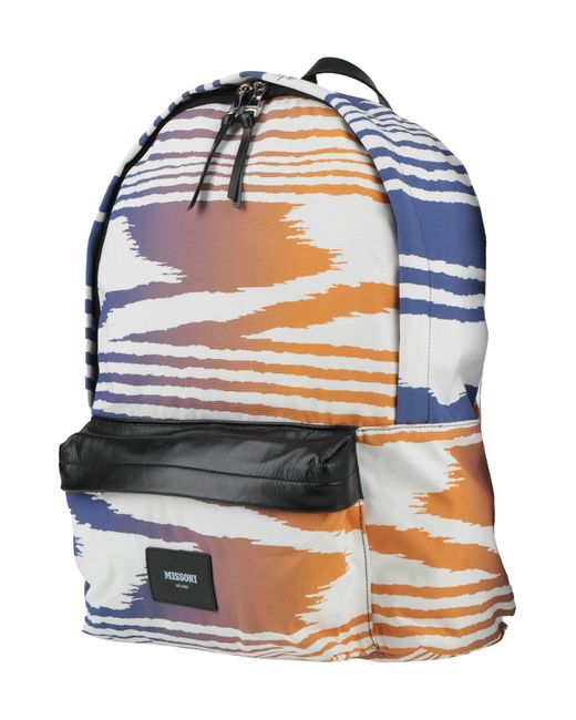 Missoni Blue Multicolor Leather-Trim Polyester Backpack