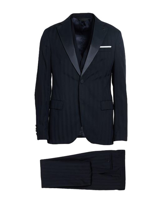Paoloni Blue Suit Virgin Wool for men