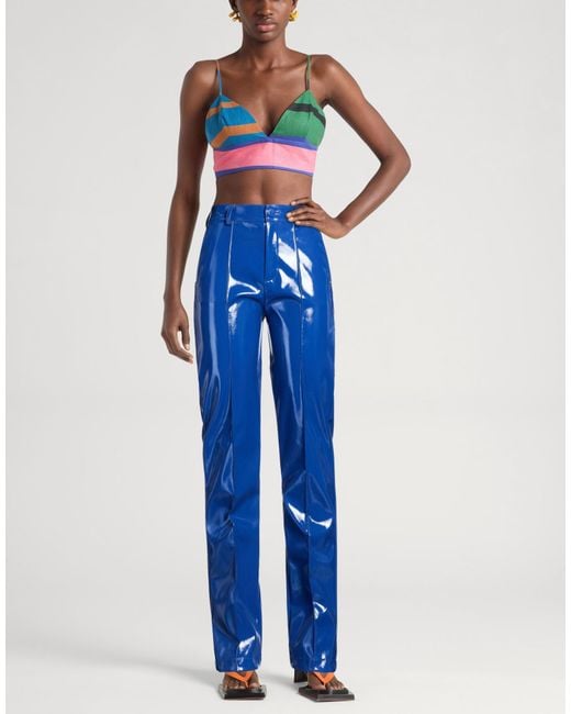 Chiara Ferragni Blue Pants Polyester, Polyurethane Resin