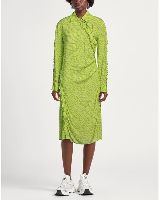 Pinko Green Midi Dress Viscose