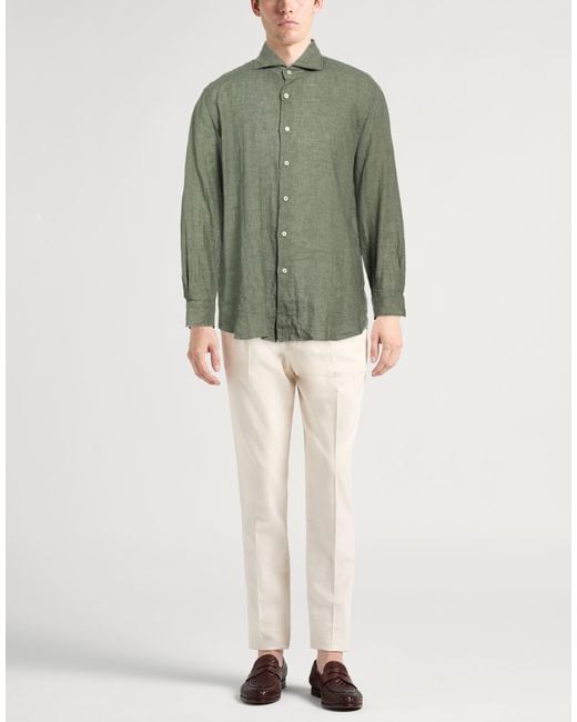 Xacus Green Shirt Linen for men