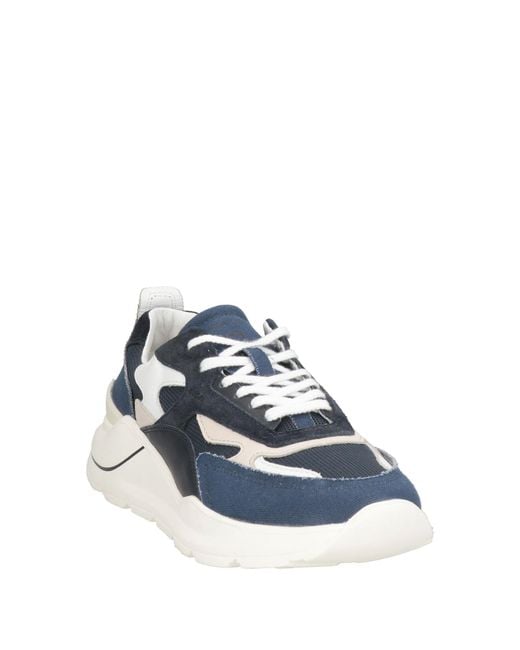 Date Blue Sneakers Textile Fibers, Leather for men