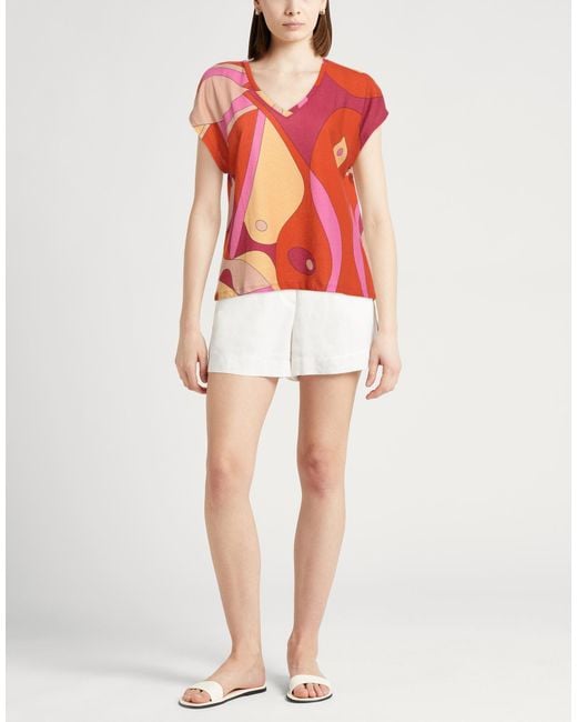 Majestic Filatures Pink T-Shirt Cotton, Linen