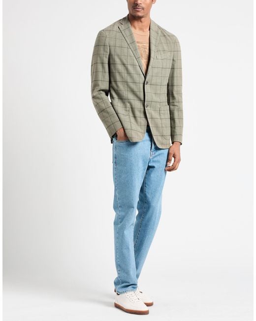 Boglioli Green Military Blazer Cotton, Linen, Polyester, Nylon for men