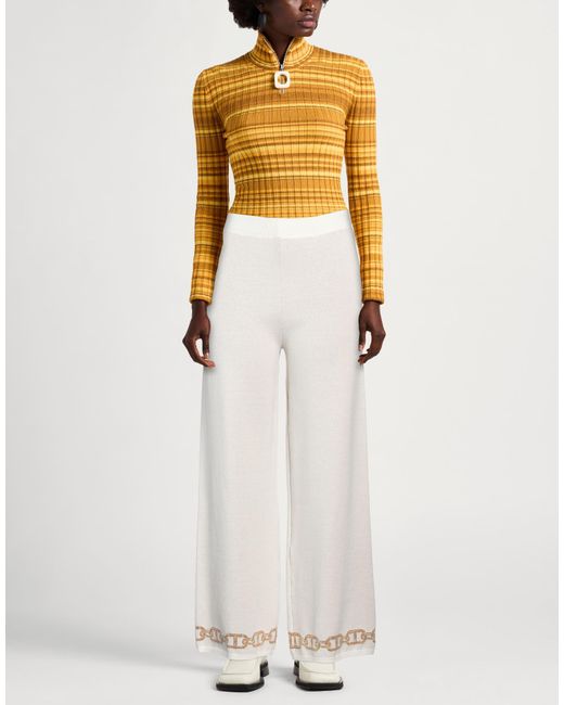 Twinset White Pants Viscose, Cotton, Polyester, Metallic Polyester