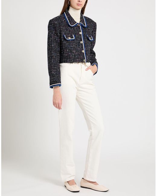 Sandro Black Cropped jacke aus tweed aus einer baumwollmischung mit metallic-effekt