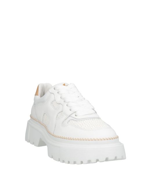 Hogan White Sneakers Leather, Textile Fibers