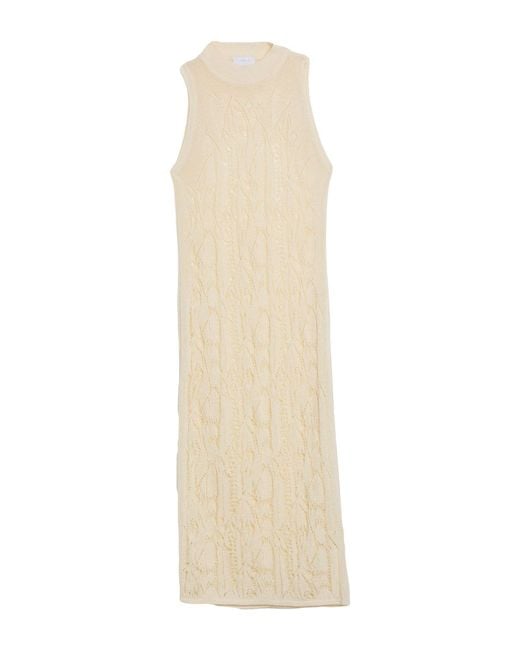 Daniele Fiesoli White Ivory Maxi Dress Linen, Polyamide