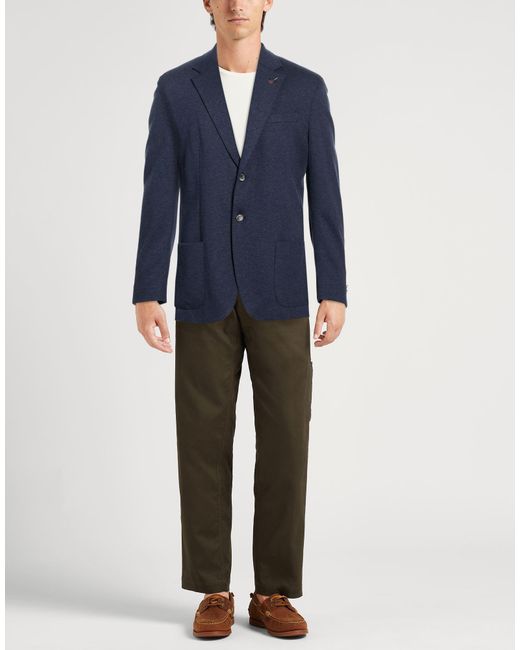 Paoloni Blue Blazer Cotton, Elastane for men