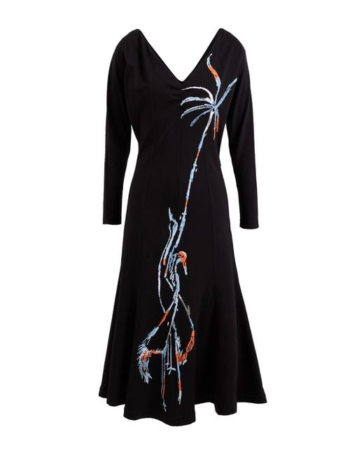 Stella Jean Black Midi Dress Viscose, Polyamide, Elastane