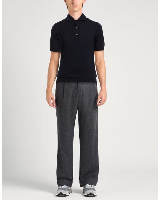 Alpha Studio Blue Midnight Polo Shirt Merino Wool for men