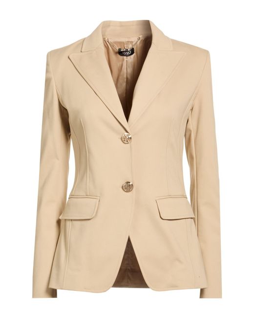 Liu Jo Natural Sand Blazer Cotton, Polyamide, Elastane