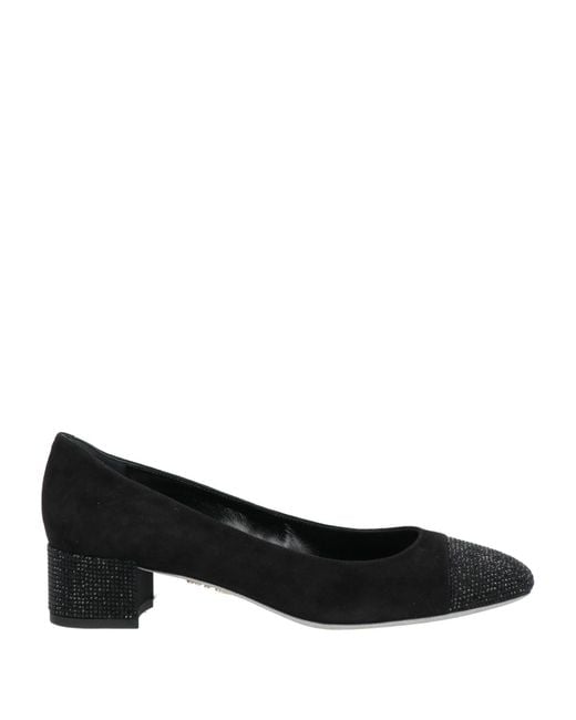 Rene Caovilla Black Pumps Leather, Textile Fibers