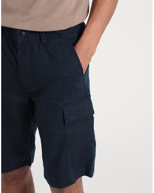 Boss Blue Shorts & Bermuda Shorts Linen, Recycled Polyester for men