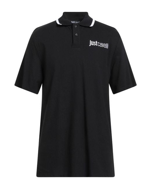 Just Cavalli Black Polo Shirt Cotton, Polyester, Elastane for men