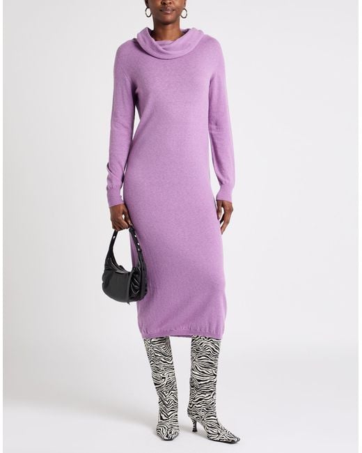 Kaos Purple Lilac Midi Dress Wool, Polyamide
