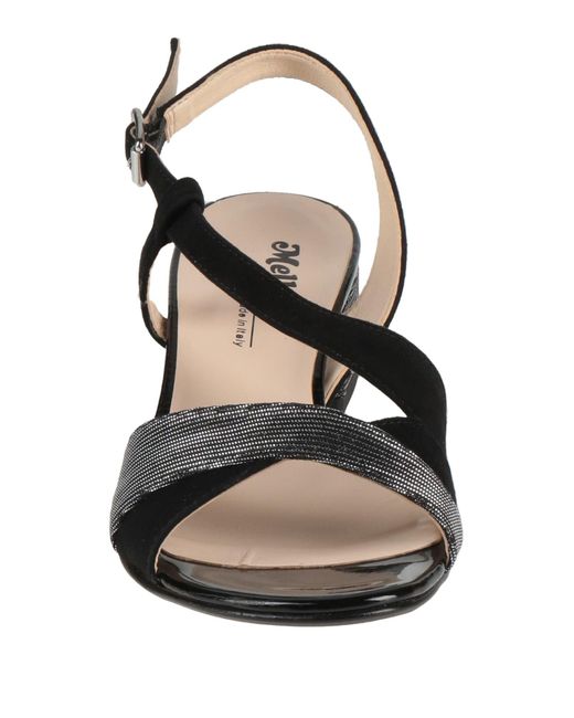 Melluso Black Sandals Leather, Textile Fibers