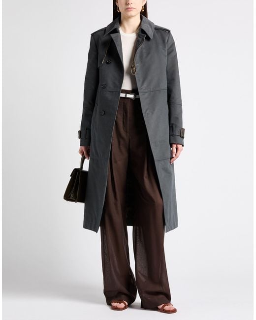 Burberry Black Charcoal Overcoat & Trench Coat Cotton, Polyamide