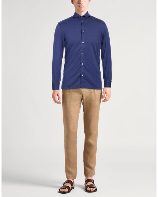 Fedeli Blue Shirt Cotton for men