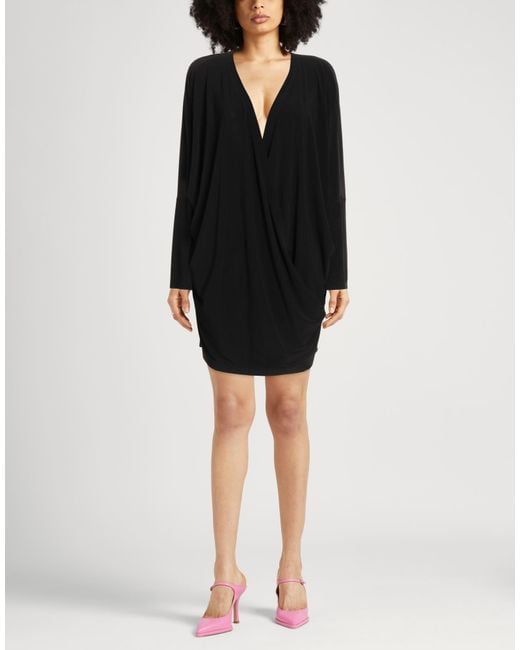 Norma Kamali Black Mini Dress Polyester, Elastane