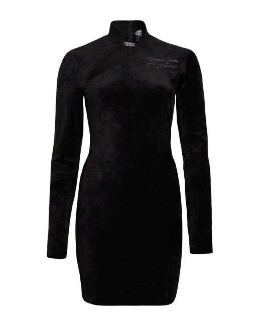 Versace Jeans Couture Black Mini Dress Polyester, Elastane, Cotton
