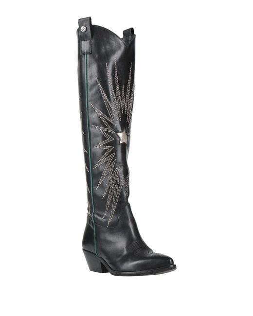GISÉL MOIRÉ Black Boot Leather