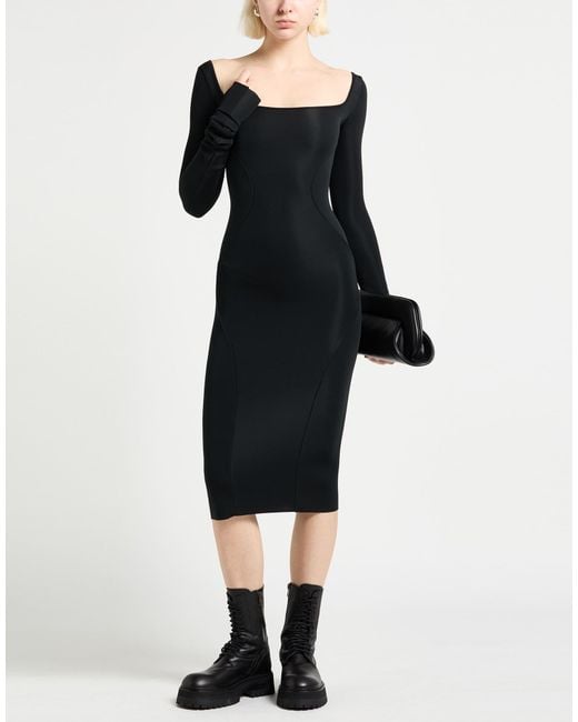 Rick Owens Black Midi Dress Polyester, Elastane