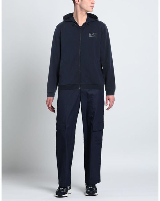 EA7 Blue Sweatshirt Polyester, Cotton, Elastane for men