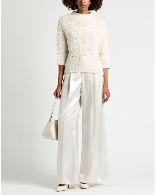 Peserico White Ivory Sweater Alpaca Wool, Polyamide, Viscose, Metallic Fiber, Merino Wool