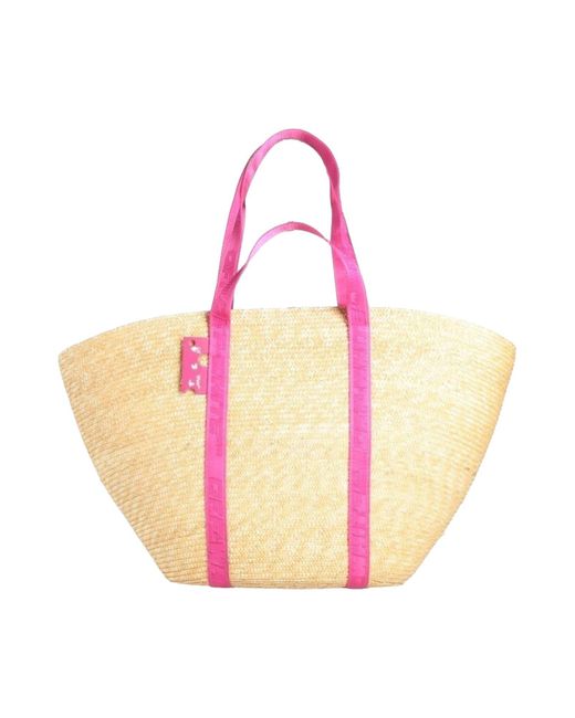 Off-White c/o Virgil Abloh Pink Off- -- Sand Handbag Straw, Soft Leather