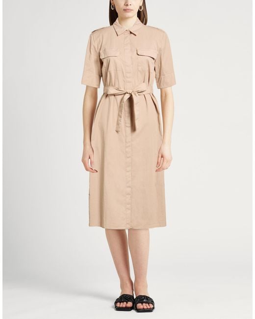 Peserico Natural Midi Dress Cotton, Polyamide, Elastane