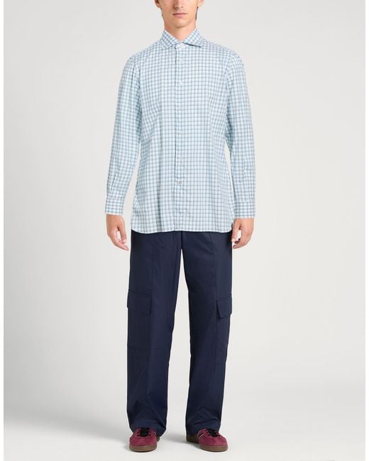 Isaia Blue Shirt Cotton for men
