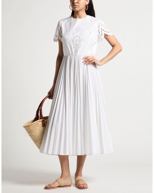 Valentino Garavani White Midi Dress Cotton, Polyester