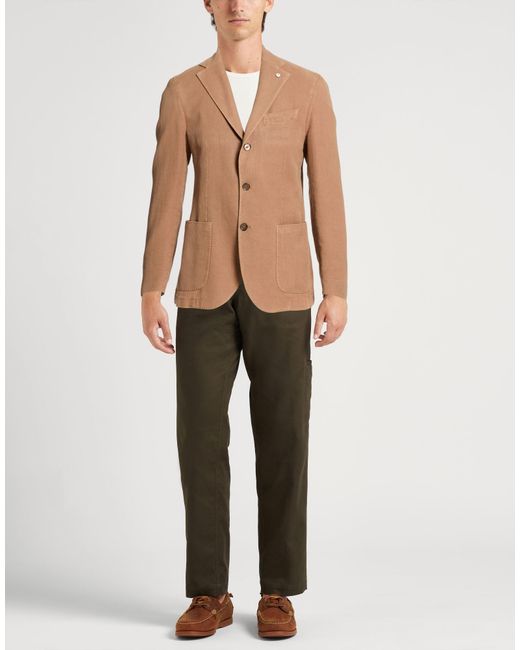 L.b.m. 1911 Brown Camel Blazer Cotton, Ramie for men
