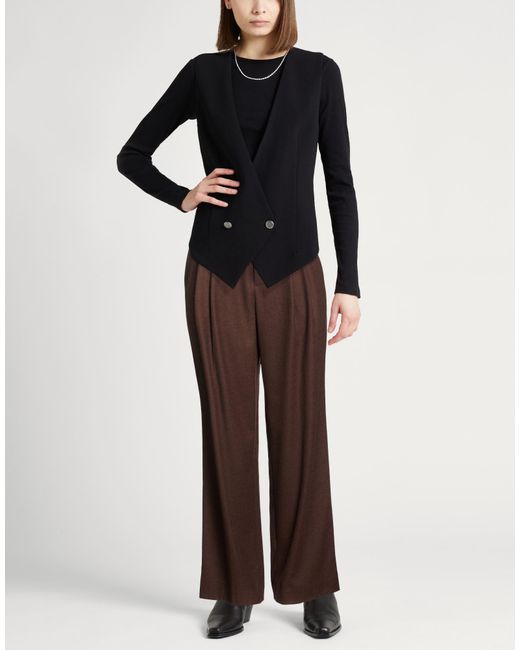 Vince Brown Dark Pants Wool, Polyester, Viscose, Elastane