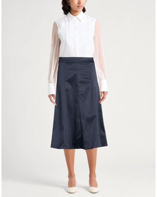 Marella Blue Midnight Midi Skirt Polyester