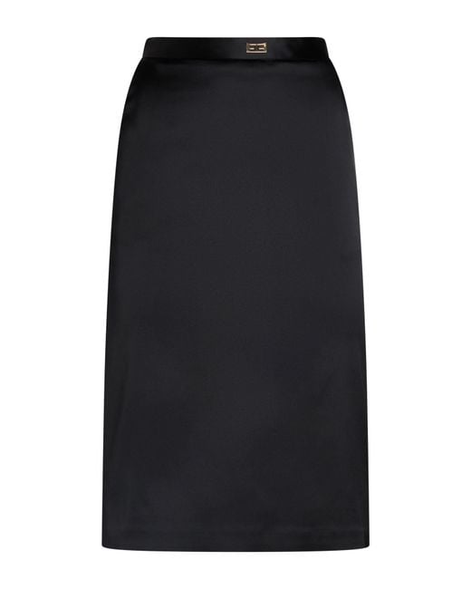 Elisabetta Franchi Black Midi Skirt