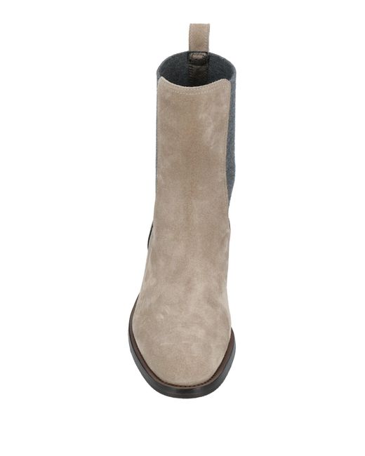 Brunello Cucinelli Gray Taupe Ankle Boots Leather
